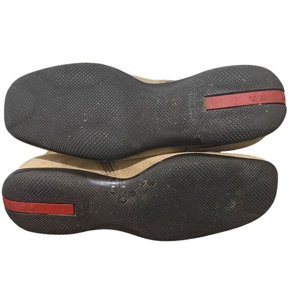 Prada Tan Suede Leather Side Zip Flat Ankle Boot Square Toe VTG Retro SZ 5.5 - 6 - Picture 11 of 14